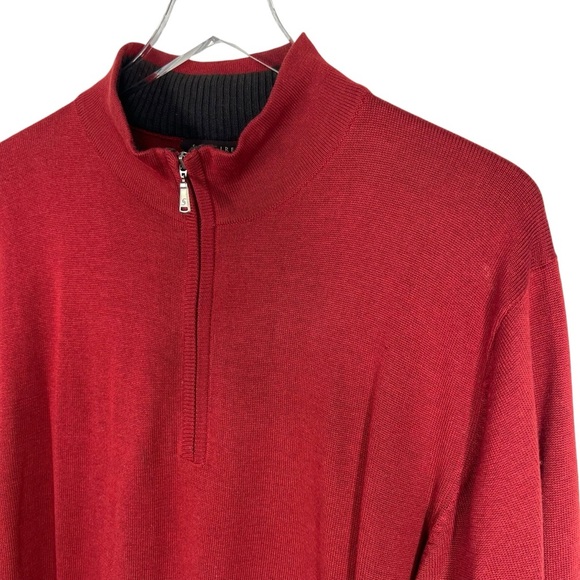 SALTAIRE Men's 1/4 zip Pullover Sweater Deep Maroon Silk/Cashmere Medium - Picture 2 of 8